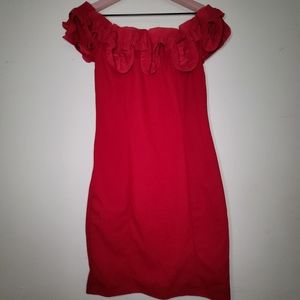 Red off the shoulder dress 59